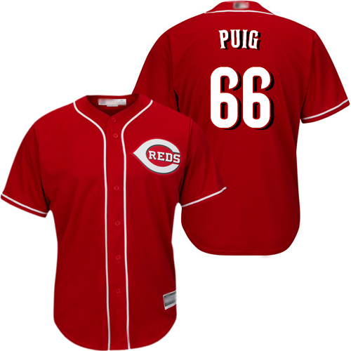 Reds #66 Yasiel Puig Red Cool Base Stitched Youth MLB Jersey